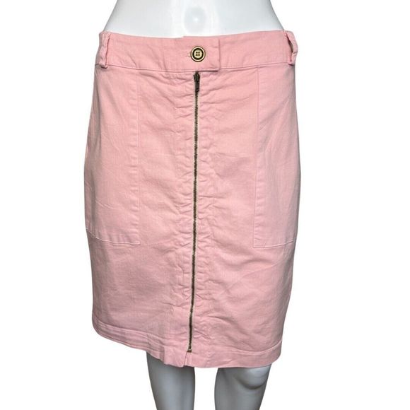 Anthropologie‎ Amadi Skirt Womens Medium Petite Pink Pencil Straight Zip Casual - Picture 1 of 7